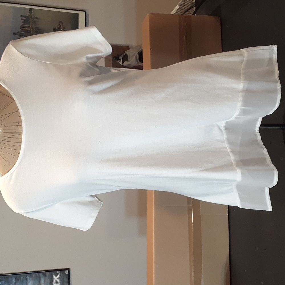 GORGEOUS WHITE WOMAN TOP WITH SHEER BOTTOM BY KATE AND HENRY SIZE L